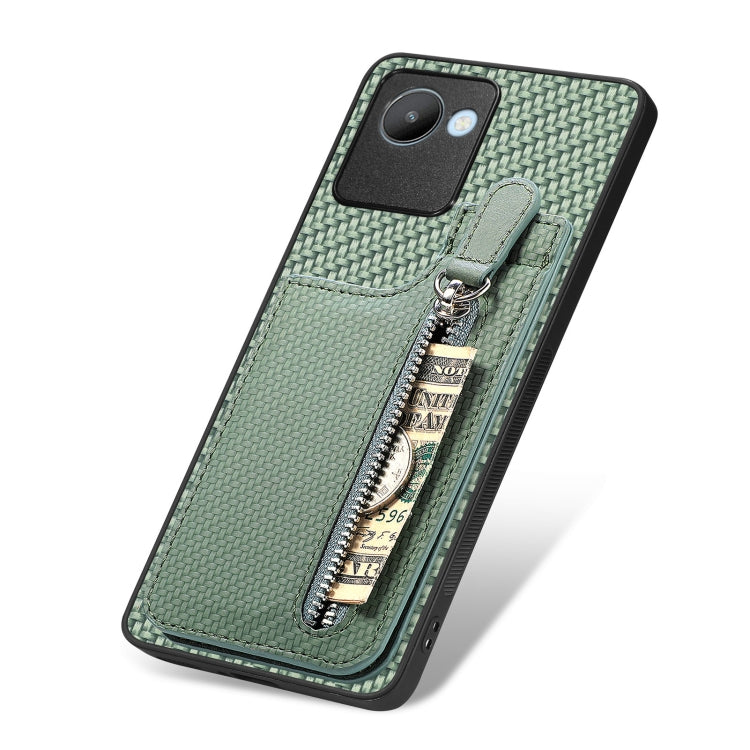 For Realme C30 Carbon Fiber Vertical Flip Zipper Phone Case