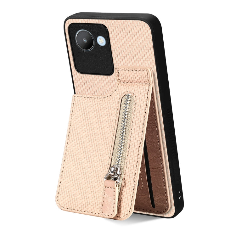 For Realme C30 Carbon Fiber Vertical Flip Zipper Phone Case