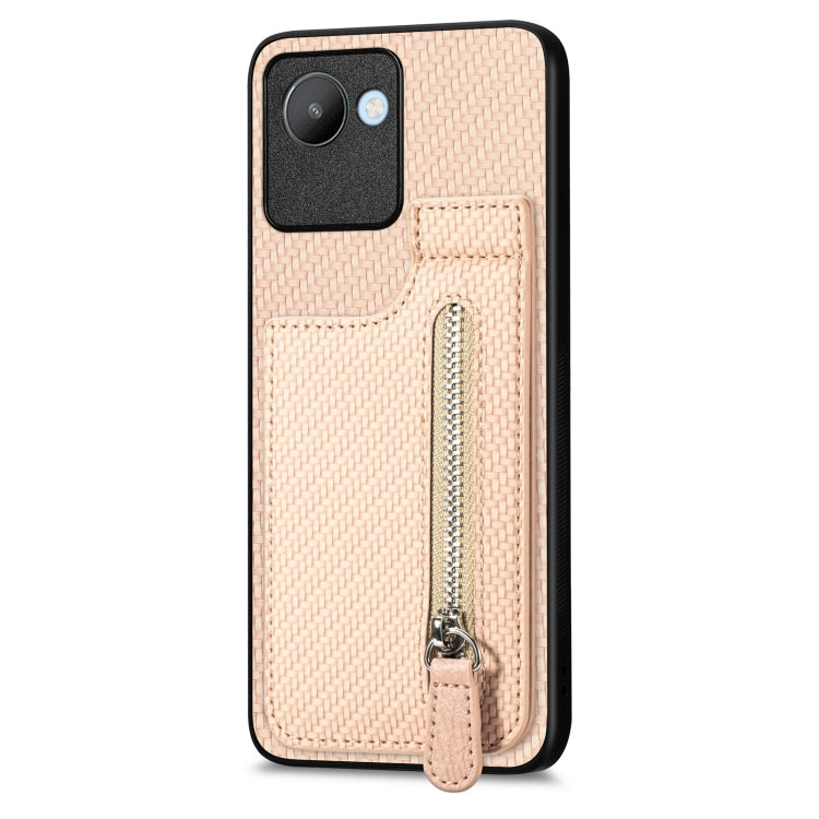 For Realme C30 Carbon Fiber Vertical Flip Zipper Phone Case