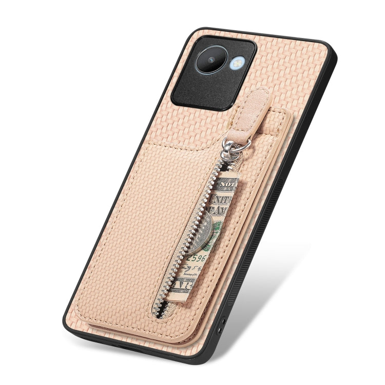 For Realme C30 Carbon Fiber Vertical Flip Zipper Phone Case