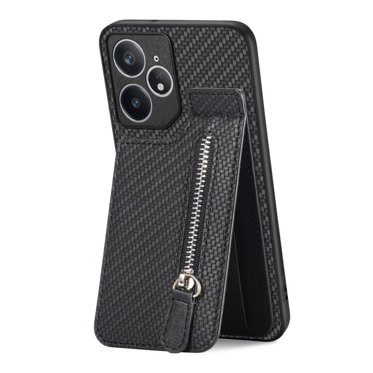 For Realme Neo7 Carbon Fiber Vertical Flip Zipper Phone Case
