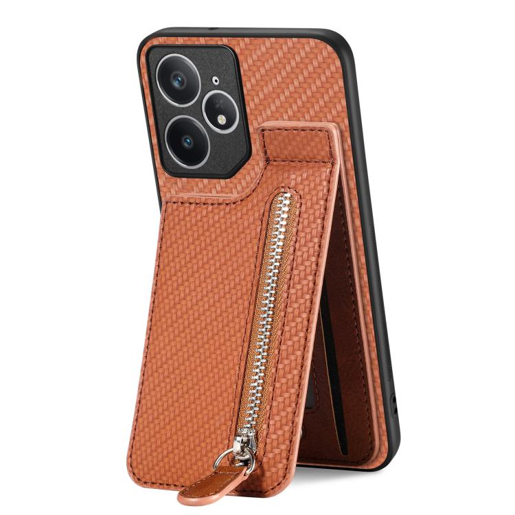 For Realme Neo7 Carbon Fiber Vertical Flip Zipper Phone Case