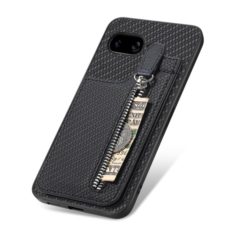 For Google Pixel 9a Carbon Fiber Vertical Flip Zipper Phone Case