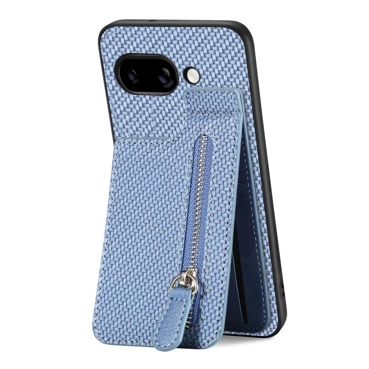 For Google Pixel 9a Carbon Fiber Vertical Flip Zipper Phone Case