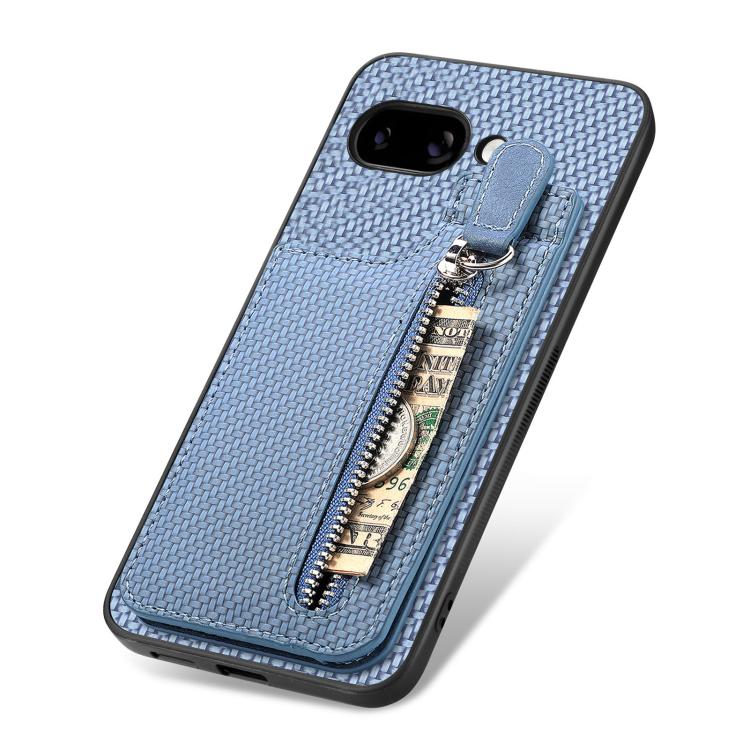 For Google Pixel 9a Carbon Fiber Vertical Flip Zipper Phone Case