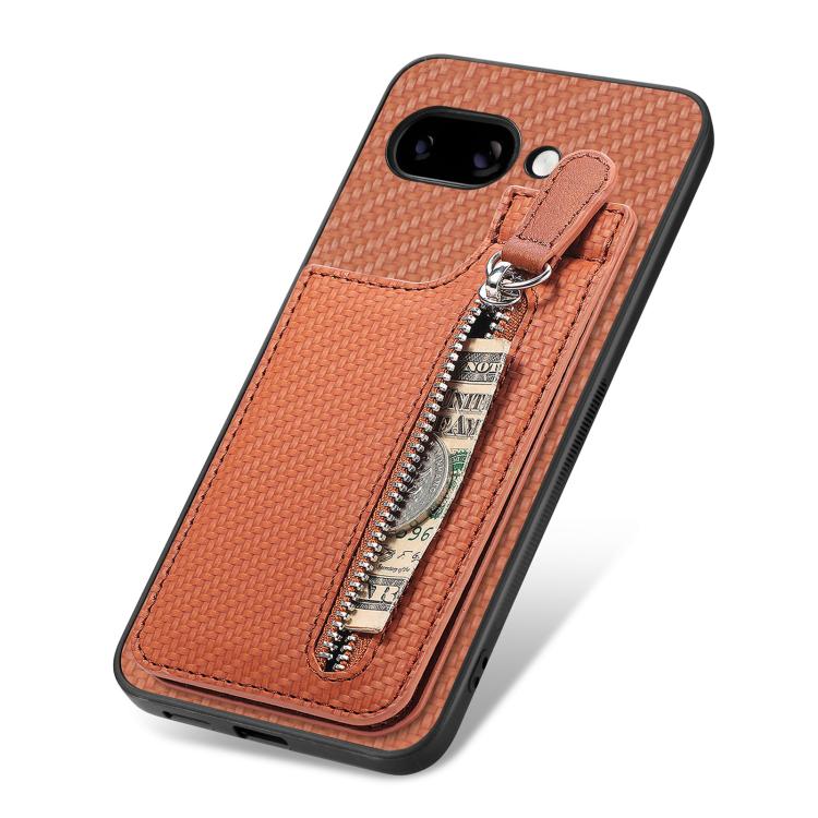 For Google Pixel 9a Carbon Fiber Vertical Flip Zipper Phone Case