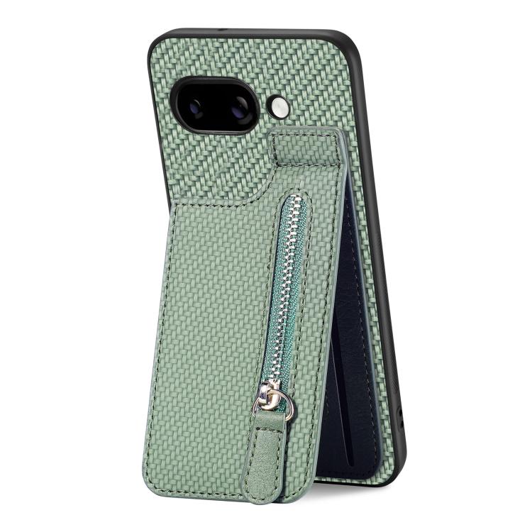 For Google Pixel 9a Carbon Fiber Vertical Flip Zipper Phone Case