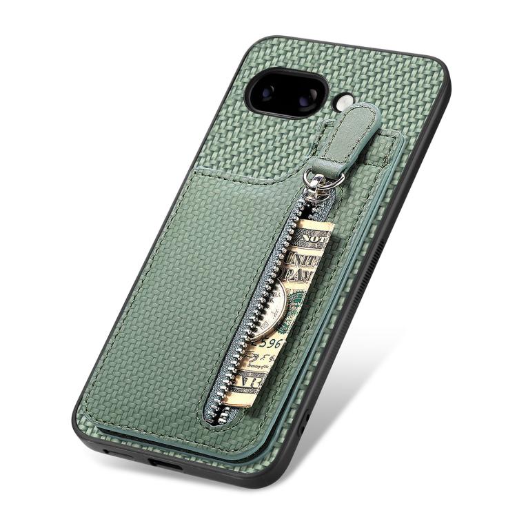 For Google Pixel 9a Carbon Fiber Vertical Flip Zipper Phone Case