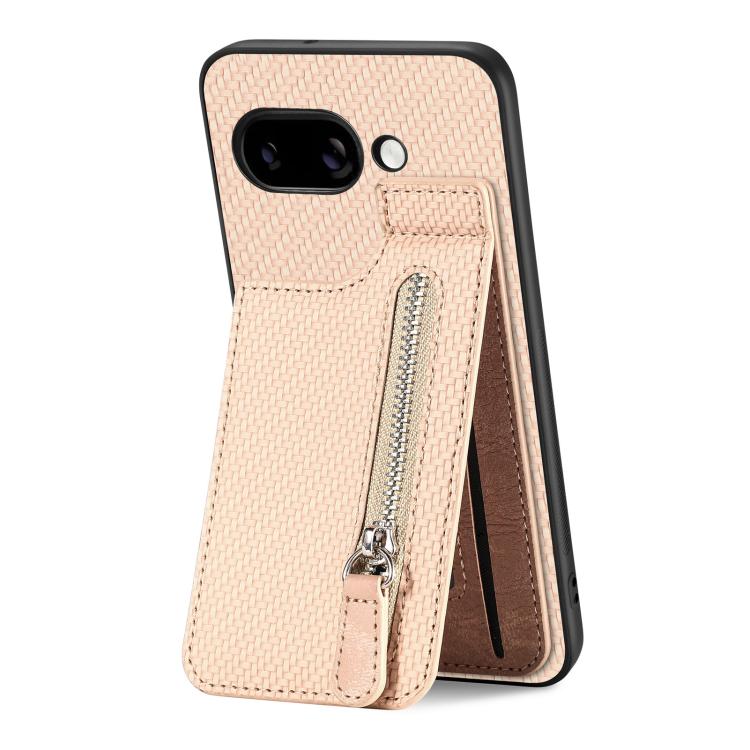 For Google Pixel 9a Carbon Fiber Vertical Flip Zipper Phone Case
