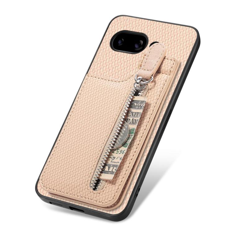 For Google Pixel 9a Carbon Fiber Vertical Flip Zipper Phone Case