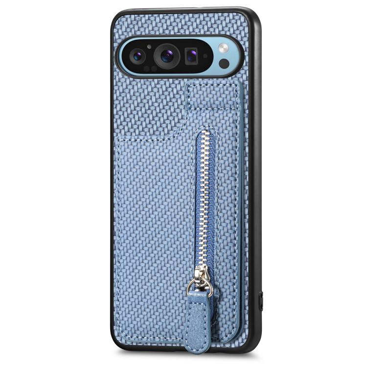 For Google Pixel 9 / 9 Pro Carbon Fiber Vertical Flip Zipper Phone Case