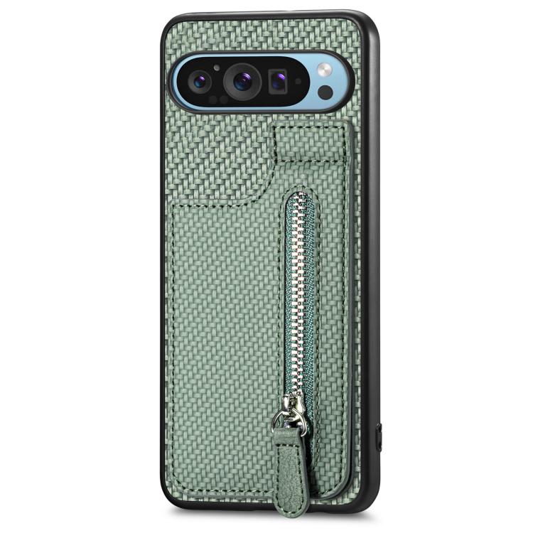 For Google Pixel 9 Pro XL Carbon Fiber Vertical Flip Zipper Phone Case