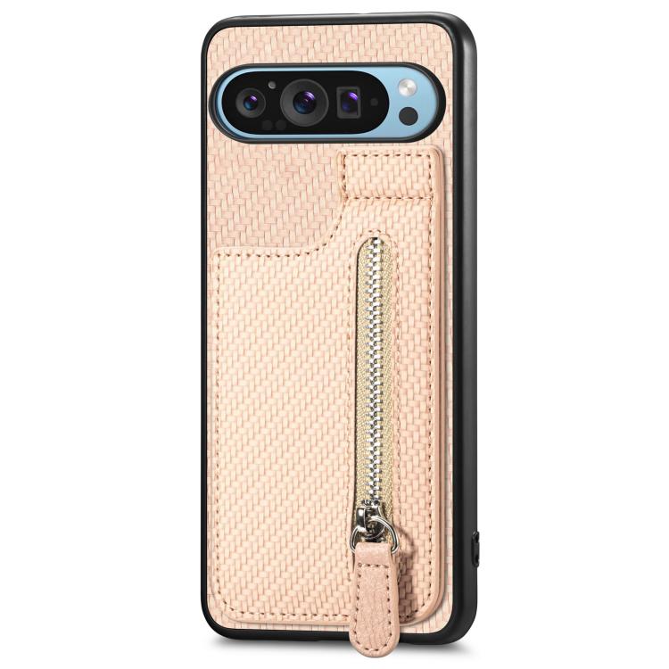 For Google Pixel 9 Pro XL Carbon Fiber Vertical Flip Zipper Phone Case