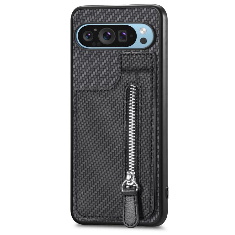 For Google Pixel 10 / 10 Pro Carbon Fiber Vertical Flip Zipper Phone Case