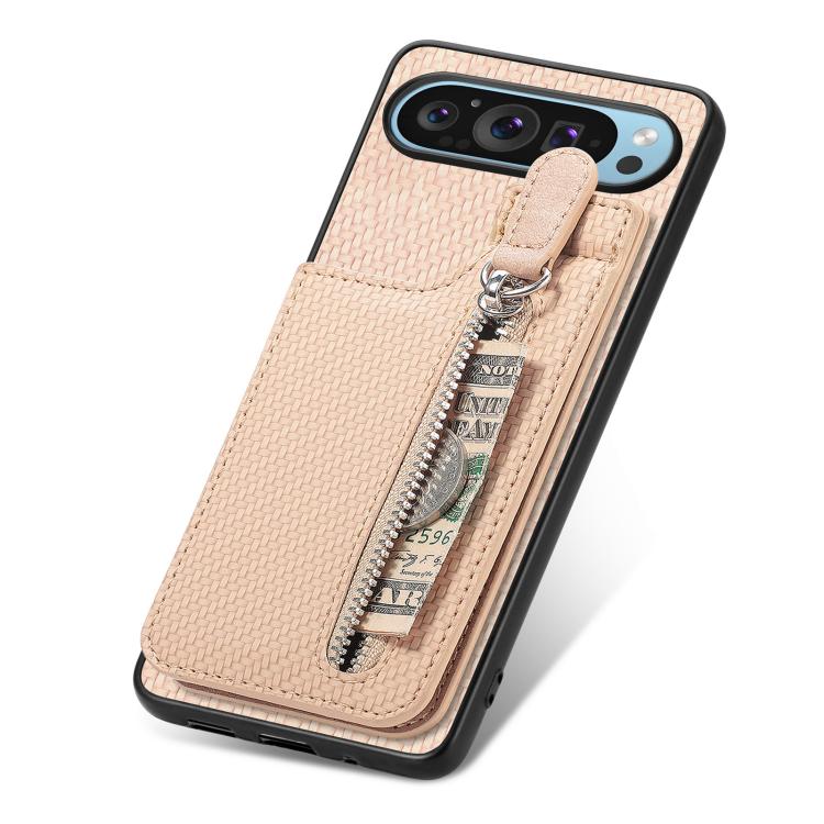 For Google Pixel 10 Pro XL Carbon Fiber Vertical Flip Zipper Phone Case