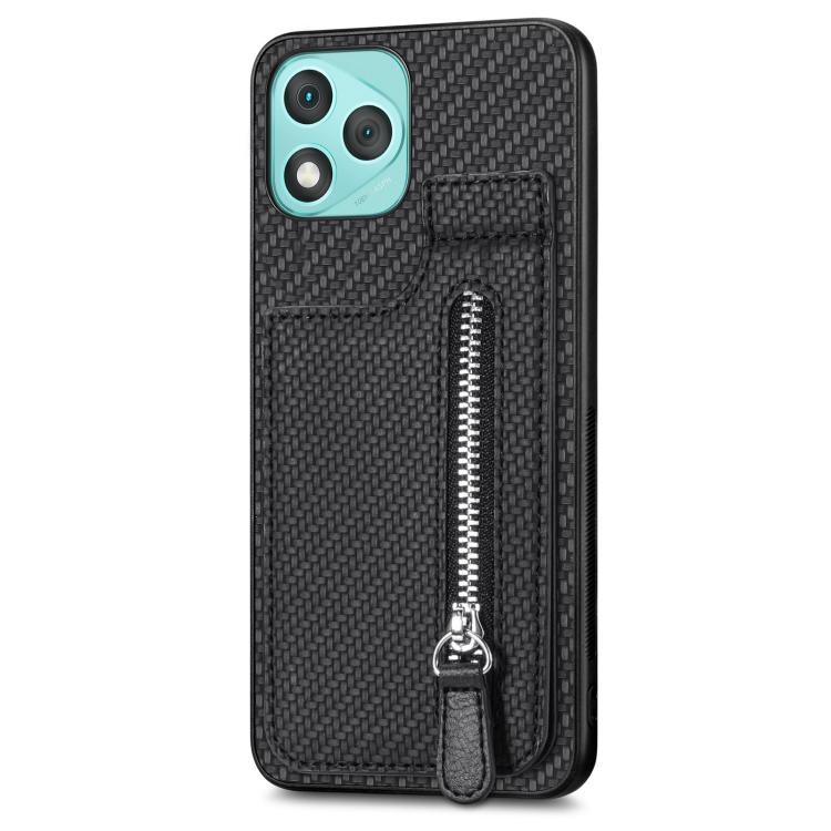 For Honor 400 Lite Global Carbon Fiber Vertical Flip Zipper Phone Case