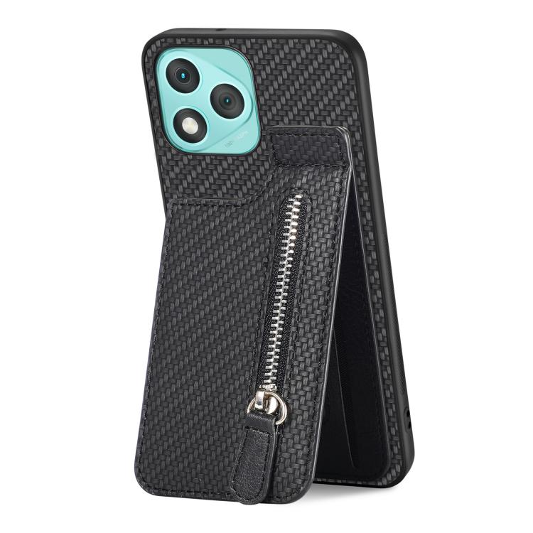 For Honor 400 Lite Global Carbon Fiber Vertical Flip Zipper Phone Case