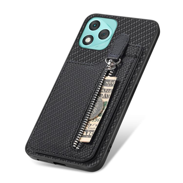 For Honor 400 Lite Global Carbon Fiber Vertical Flip Zipper Phone Case