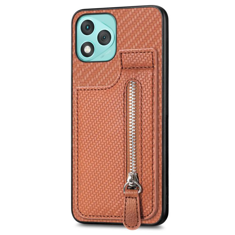 For Honor 400 Lite Global Carbon Fiber Vertical Flip Zipper Phone Case