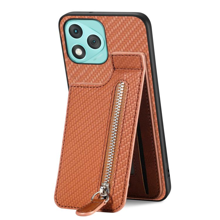 For Honor 400 Lite Global Carbon Fiber Vertical Flip Zipper Phone Case