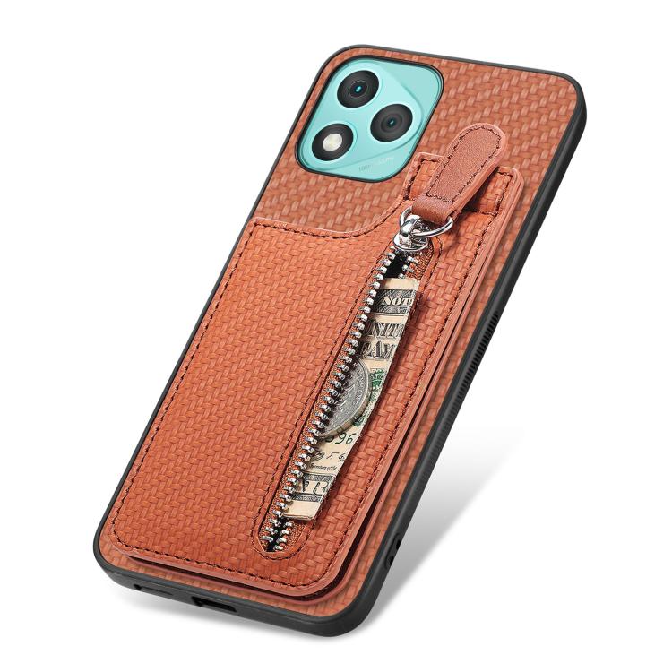 For Honor 400 Lite Global Carbon Fiber Vertical Flip Zipper Phone Case
