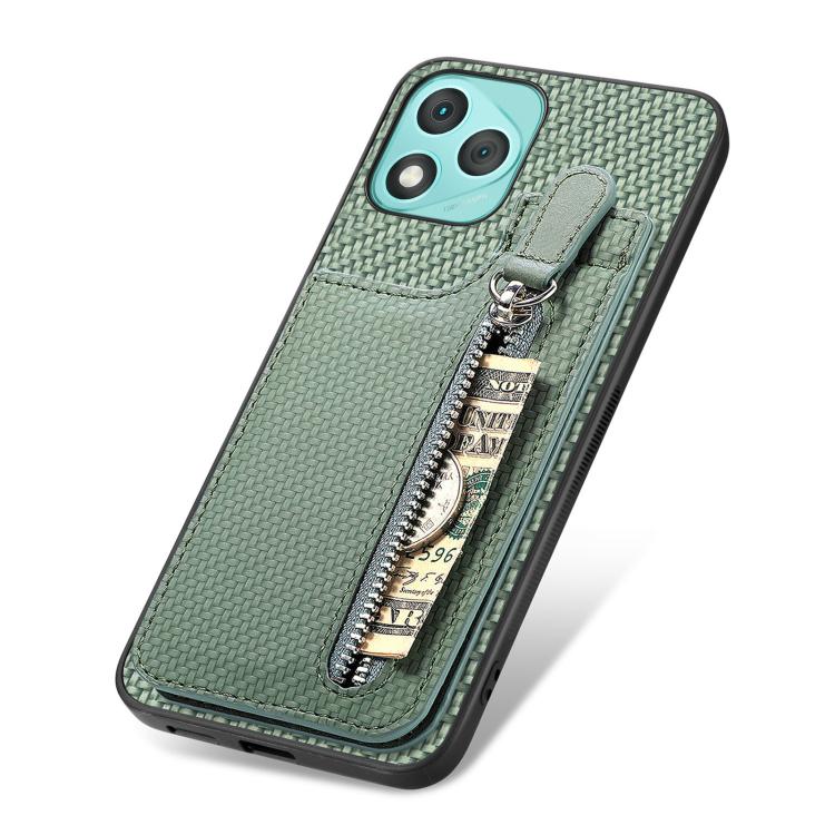 For Honor 400 Lite Global Carbon Fiber Vertical Flip Zipper Phone Case