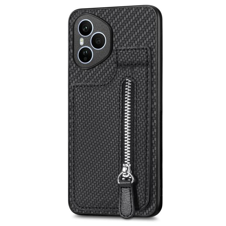 For Honor 400 Global Carbon Fiber Vertical Flip Zipper Phone Case