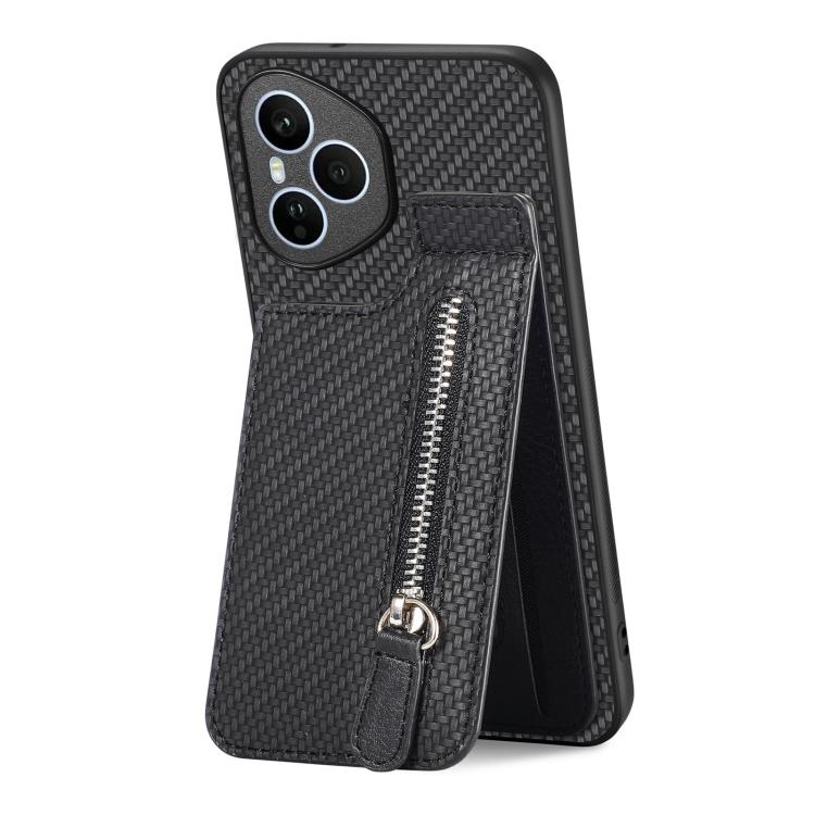 For Honor 400 Global Carbon Fiber Vertical Flip Zipper Phone Case