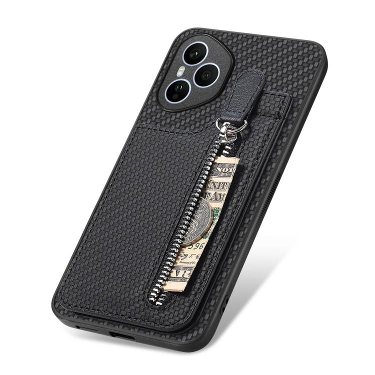 For Honor 400 Global Carbon Fiber Vertical Flip Zipper Phone Case