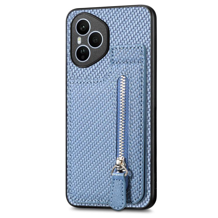 For Honor 400 Global Carbon Fiber Vertical Flip Zipper Phone Case