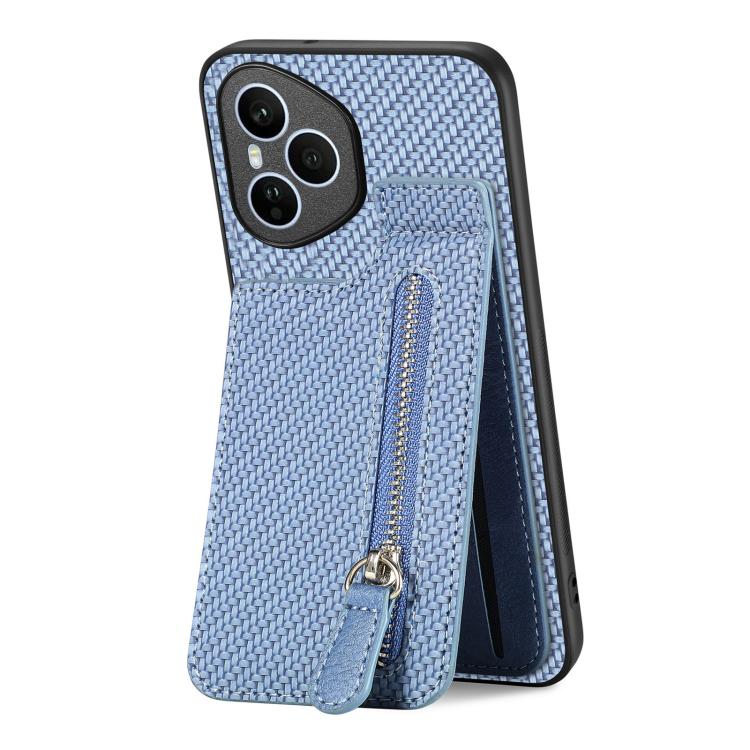 For Honor 400 Global Carbon Fiber Vertical Flip Zipper Phone Case