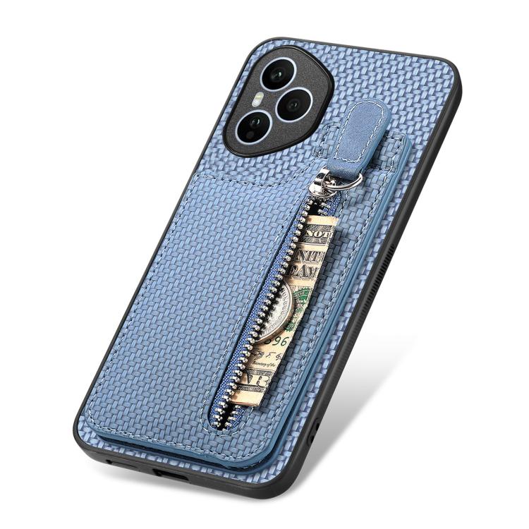 For Honor 400 Global Carbon Fiber Vertical Flip Zipper Phone Case
