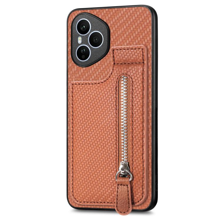 For Honor 400 Global Carbon Fiber Vertical Flip Zipper Phone Case