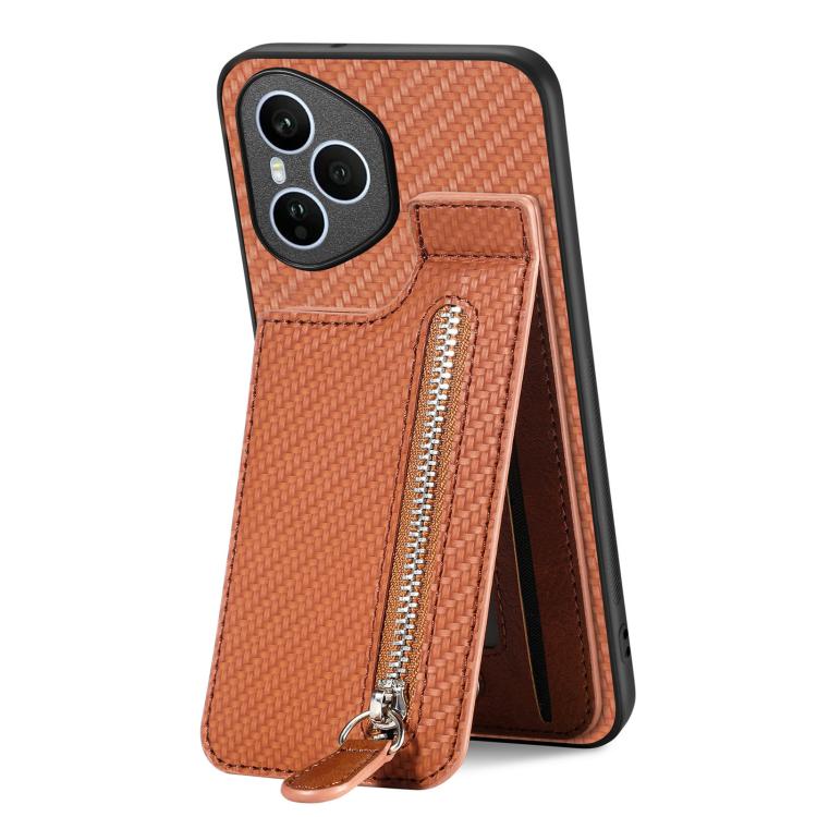 For Honor 400 Global Carbon Fiber Vertical Flip Zipper Phone Case
