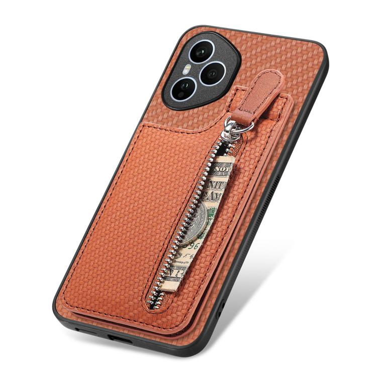 For Honor 400 Global Carbon Fiber Vertical Flip Zipper Phone Case