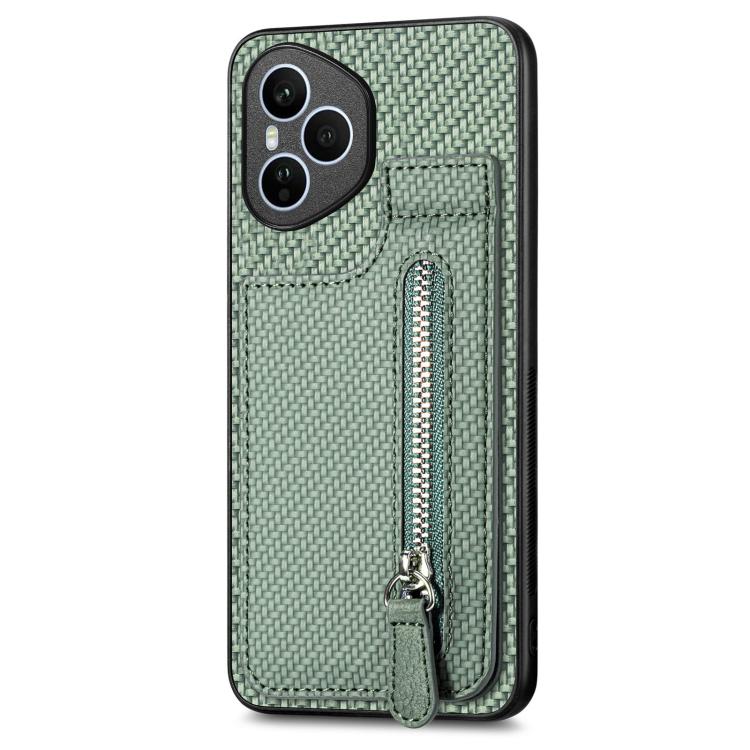 For Honor 400 Global Carbon Fiber Vertical Flip Zipper Phone Case