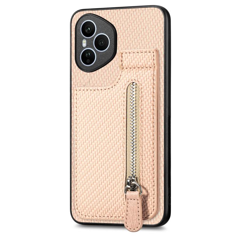 For Honor 400 Global Carbon Fiber Vertical Flip Zipper Phone Case