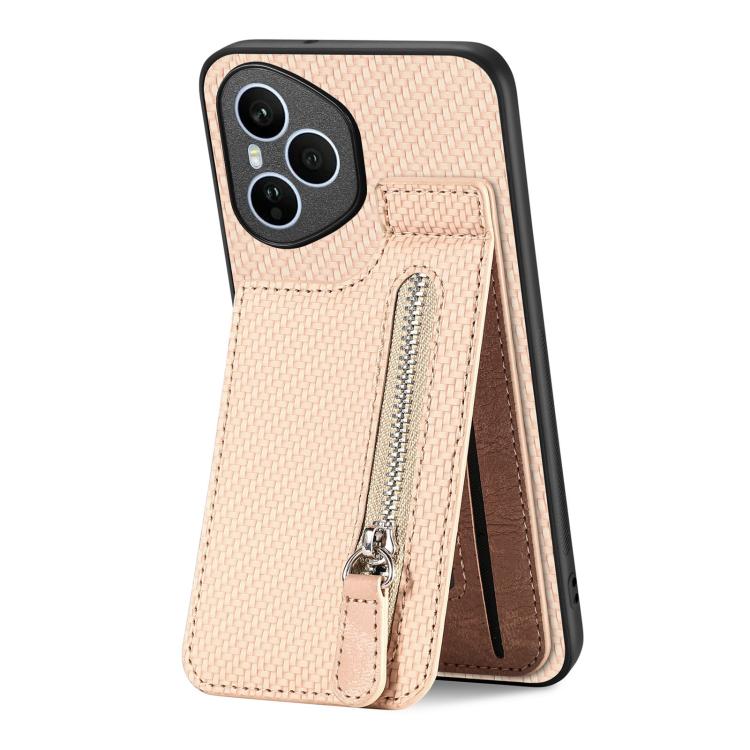 For Honor 400 Global Carbon Fiber Vertical Flip Zipper Phone Case
