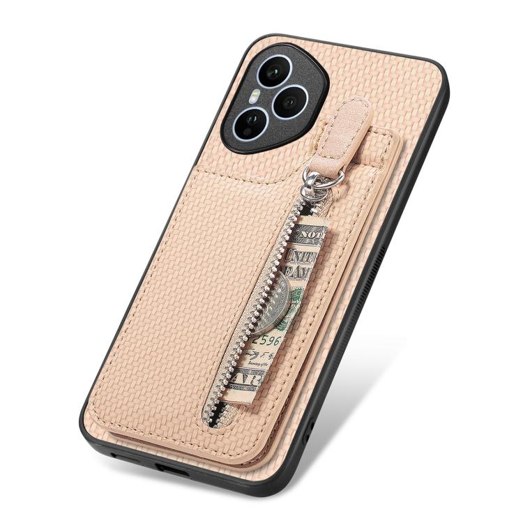 For Honor 400 Global Carbon Fiber Vertical Flip Zipper Phone Case
