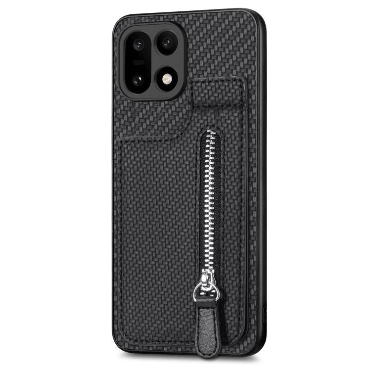 For OnePlus 15 Carbon Fiber Vertical Flip Zipper Phone Case