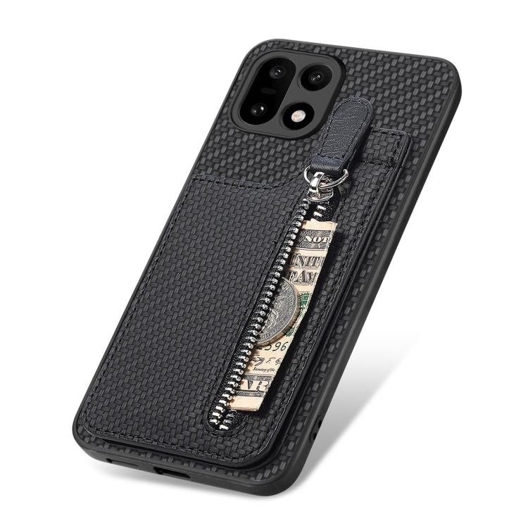 For OnePlus 15 Carbon Fiber Vertical Flip Zipper Phone Case