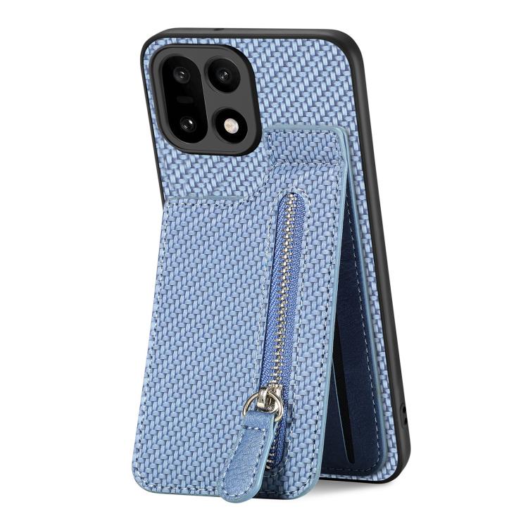 For OnePlus 15 Carbon Fiber Vertical Flip Zipper Phone Case