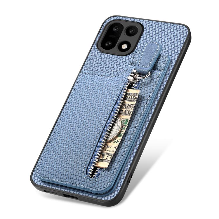 For OnePlus 15 Carbon Fiber Vertical Flip Zipper Phone Case