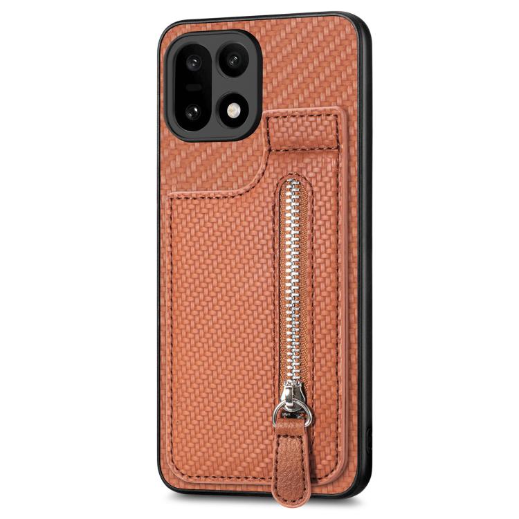 For OnePlus 15 Carbon Fiber Vertical Flip Zipper Phone Case