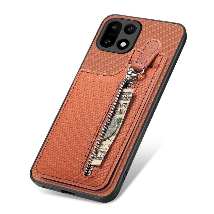 For OnePlus 15 Carbon Fiber Vertical Flip Zipper Phone Case