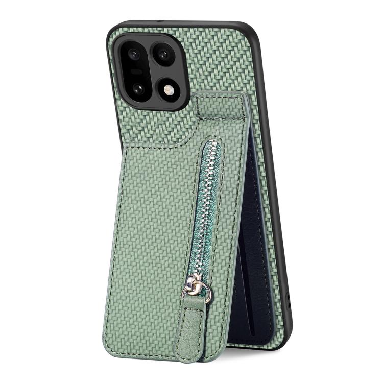 For OnePlus 15 Carbon Fiber Vertical Flip Zipper Phone Case