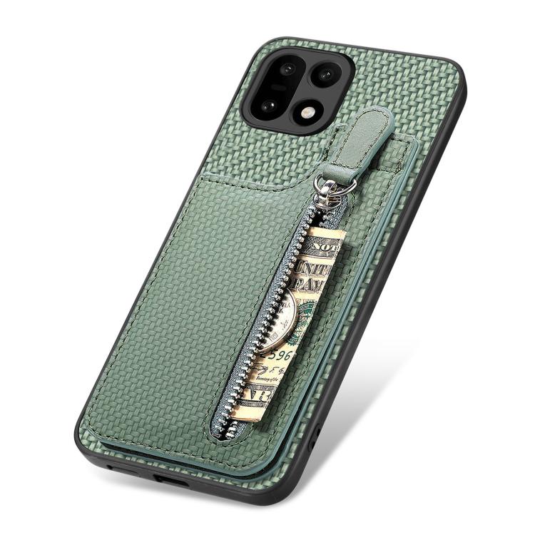 For OnePlus 15 Carbon Fiber Vertical Flip Zipper Phone Case