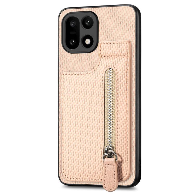 For OnePlus 15 Carbon Fiber Vertical Flip Zipper Phone Case