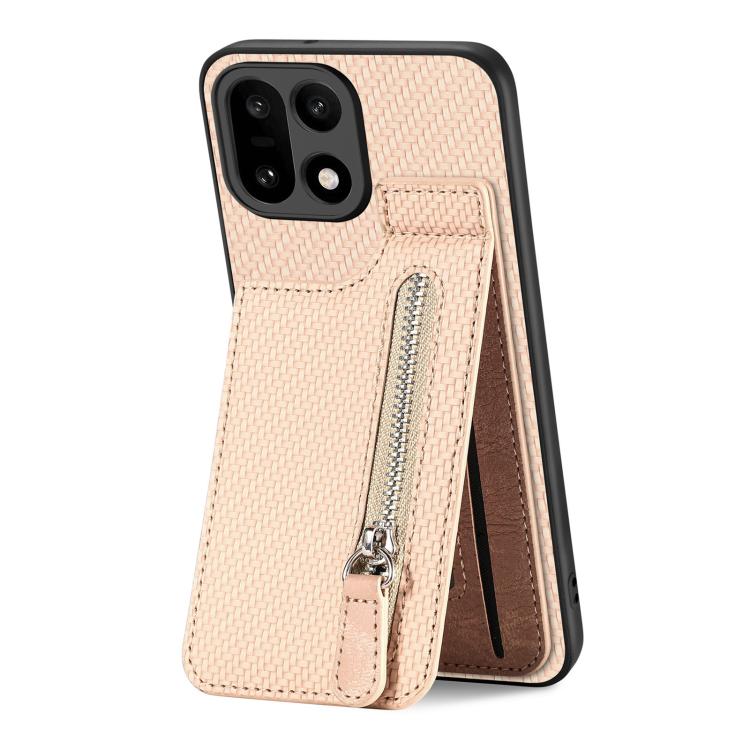 For OnePlus 15 Carbon Fiber Vertical Flip Zipper Phone Case