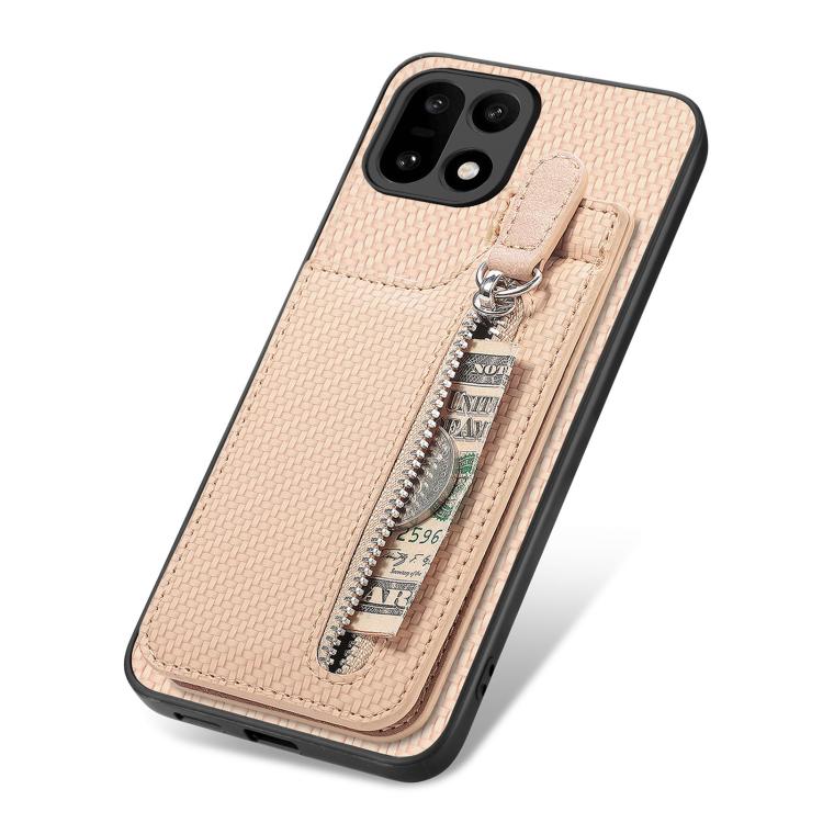 For OnePlus 15 Carbon Fiber Vertical Flip Zipper Phone Case